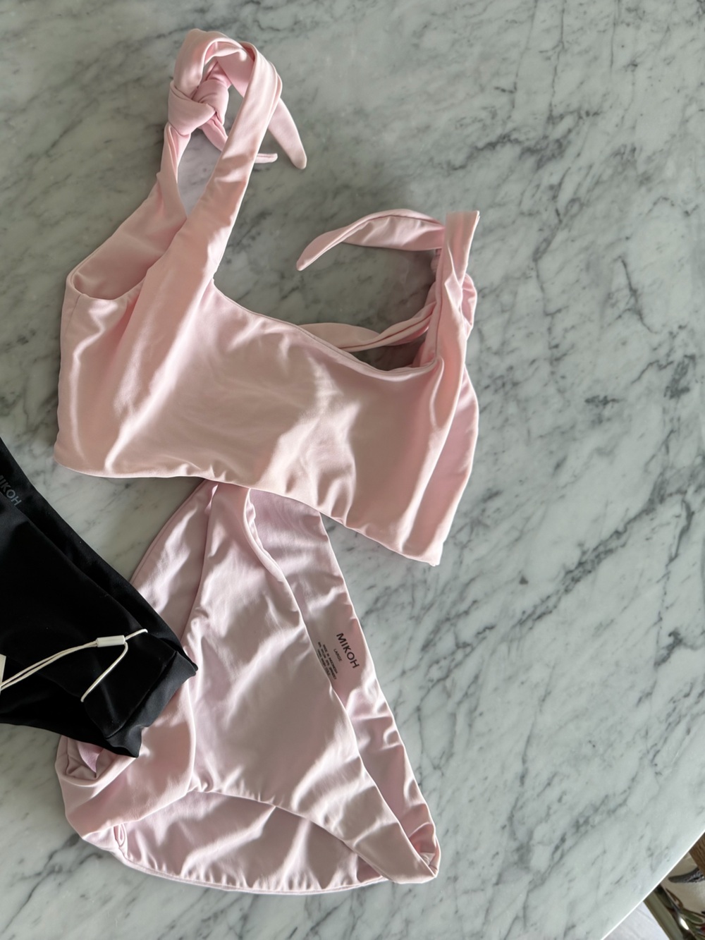 Only the PINK!Mikoh Light Pink Two-Piece Bikini with Knot Shoulder Detai